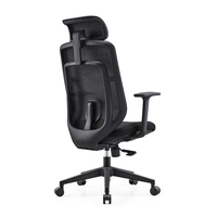 Vente en gros de chaise d'ordinateur portable réglable chaise de bureau ergonomique en maille chaise noire à dossier haut pour le personnel