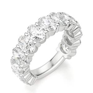 Oval Cut Semi Eternity Wedding Band para mujer - Product Image 3