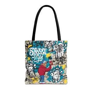 Borsa tote da strada per artisti graffiti, ricamo personalizzato, leggera, resistente, con cerniera, colore unico, riutilizzabile, in poliestere e cotone - Product Image 1