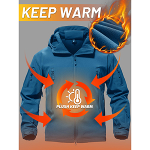 Logo personnalisé randonnée en plein air coquille dure imperméable fermeture éclair à capuche couture scotchée contraste couleur respirant imperméable hommes veste - Product Image 3