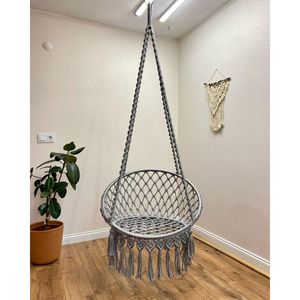 Elegante Silla Colgante de Macramé para Interiores y Exteriores, para Jardines, Balcones y Patios, Muebles Versátiles para Exteriores - Product Image 2