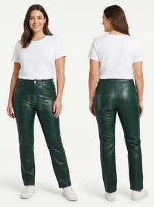 Vêtements pour femmes, pantalon en cuir de haute qualité, pantalon en cuir pour femmes, taille haute, jambe droite, confortable, ajusté, vêtements de mode - Product Image 4