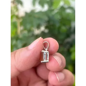 925 Silver Fire <b>Opal</b> <b>Necklace</b> with Emerald Cut Diamond Rhodium Plated Bezel Setting Rose Gold Chains-Trendy Engagement Jewelry - Product Image 2
