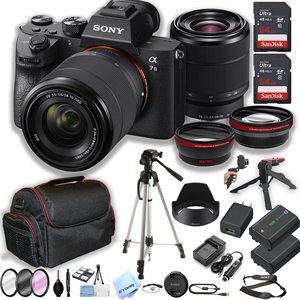 Mirrorless Digital Camera with 28-70mm Zoom Lens 64GB <b>Memory</b> Case Tripod Steady Grip Portable Case - Product Image 1