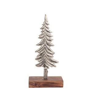Escultura de árbol de Navidad de Metal plateado Decoración de vacaciones con estilo Mesa de sala de estar Mantel Escritorio Acento festivo de temporada - Product Image 6