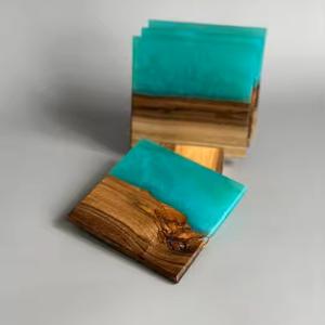 Vente directe en usine nouveauté sous-verre carré en bois d'acacia et en résine époxy au design unique pour un usage domestique tailles personnalisées disponibles - Product Image 4