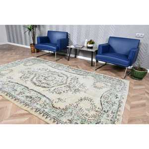 Grand tapis turc vintage 5,4x8,8 pieds, tapis camouflage vert en laine - Product Image 4