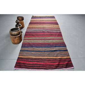 Alfombra turca vintage rústica roja y azul de 4x6 pies, área grande, diseño clásico de retazos, lana, algas marinas, látex, pasillo, alfombras rectangulares para habitación - Product Image 1