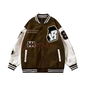 Veste bomber classique d'hiver pour homme, style varsity, manches en cuir premium, corps en laine, confortable et respirante - Product Image 1