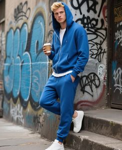 420GSM Cotton Fleece Tracksuit for <b>Men</b> Hooded Winter Outfit with Embroidered Logo <b>Black</b> Red Stripe Panel Solid Pattern Design - Product Image 6