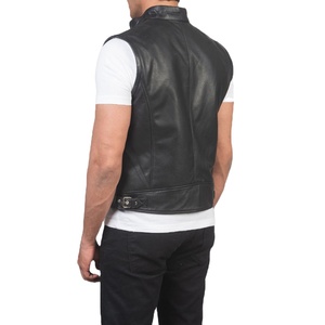 Chaleco de cuero sin mangas para hombre personalizado, chaqueta, abrigo de invierno con diseño sin cuello y logotipo de moda, accesorio de moda de gran oferta - Product Image 4