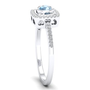 REYES 925 plata esterlina GRA certificado Moissanite Birthstone anillo corte redondo 0,25 quilates aguamarina piedras preciosas anillos de compromiso - Product Image 3