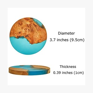 Dessous de verre en résine et bois naturel fabriqués à la main de qualité supérieure avec un design personnalisable et un style moderne pour boissons chaudes/froides - Product Image 2