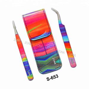 Juego de pinzas para pestañas con impresión personalizada, pinzas rectas para pestañas al por mayor, pinzas curvas de nuevo diseño para pestañas - Product Image 1