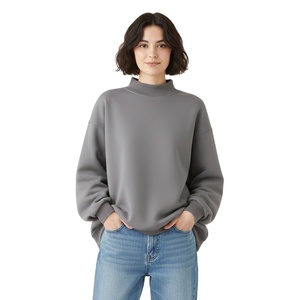 Sudadera Larga con Cuello Alto para Mujer, Talla Grande, Otoño Invierno, Informal, Holgada, Estilo Urbano, para Uso Diario - Product Image 1