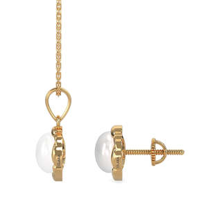 Fino # # # #   Juego de Pendientes CLARA de Plata de Ley 925 con Perla Real Aki y Baño de Oro y Rodio, Regalo Perfecto para Mujeres y Niñas - Product Image 3