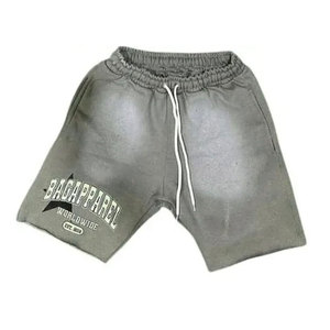 Conjuntos informales para hombre, camiseta sin mangas de punto de dos piezas con borde crudo y pantalones cortos de sudor lavados con ácido, conjuntos de pantalones cortos personalizados - Product Image 5