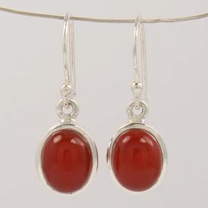Women's Classic Carnelian Gemstone 925 <b>Solid</b> Sterling <b>Silver</b> Drop <b>Earrings</b> Fashionable Dangle Design for Weddings <b>Silver</b> Jewelry - Product Image 2