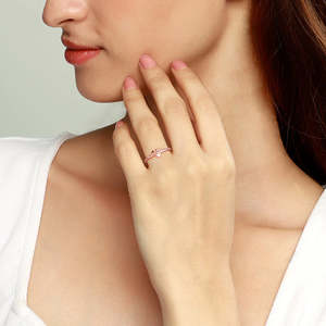 อินเทรนด์โรสโกลด์ชุบสแตนเลสแหวนหัวใจปรับได้เครื่องประดับเซอร์คอนอินเลย์ IGI ได้รับการรับรองจากผู้หญิง - Product Image 5