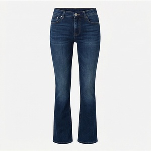Jeans Ajustados de Cintura Alta para Mujer, Cómodos, Elásticos, Pantalones Cargo de Mezclilla, Ajustados, con Logotipo Plano, a la Moda, Casuales, Estilo Urbano, Lavados - Product Image 1