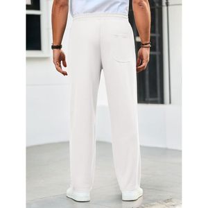 <b>Men's</b> Casual 100% Cotton Pants Drawstring Elastic Waist Ribbed Sweatpants Straight Leg <b>Loose</b> Fit <b>Trousers</b> Customized - Product Image 3