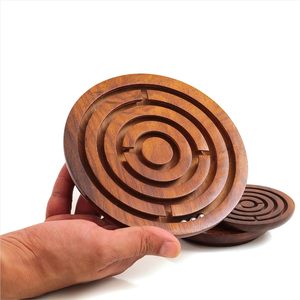 Jeu de labyrinthe en bois artisanal, puzzle de balle, jeu de table classique, divertissement familial, défi mental, compétences intérieures - Product Image 3