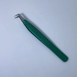 Pince à épiler vert foncé en gros en acier inoxydable de qualité fine pince à cils droite et incurvée de qualité supérieure - Product Image 1