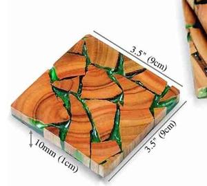 Bloomax Square Wood Resin Coaster Set Luxury Coaster Durable Quality Unique Design From Indian Exporter <b>STAR</b> CRAFT INDIA - Product Image 1