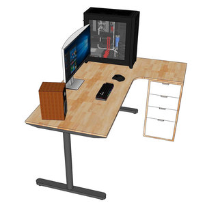 L-shaped Wooden Computer <b>Desk</b> with MDF Surface Adjustable Height <b>Extendable</b> Legs for Home Office or Office Use - Product Image 2