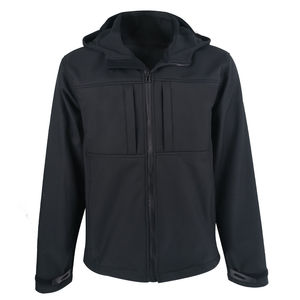 Vestes de travail softshell zippées personnalisées à la mode veste à capuche pour hommes en plein air noir - Product Image 1