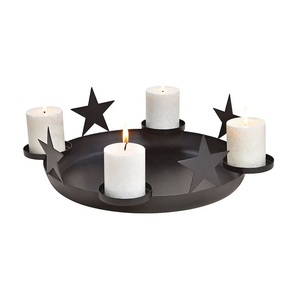 Grande base en bois de forme fantaisie en métal Bougeoir personnalisé unique décoratif Décoration intérieure Dessus de table - Product Image 4