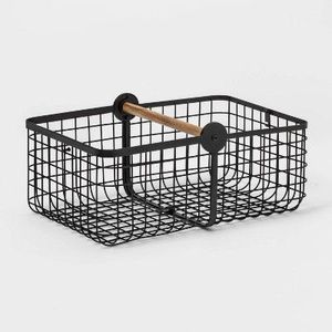 Elegant Black Coated Metal <b>Storage</b> <b>Basket</b> Unique <b>Rectangular</b> Shape for Home Beverage Kitchen Table Decor Functional Stylish - Product Image 3