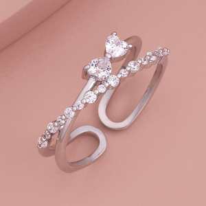 Trendy <b>Adjustable</b> Finger <b>Ring</b> 186820 Fashionable Inlay Style with Number Shape Plain and Opening Design Gift <b>Size</b> - Product Image 1