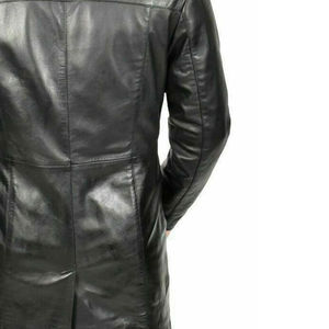 Manteau long en cuir véritable pour homme de haute qualité, coupe classique, logo personnalisé, design embossé sur le devant, vente en gros, vêtements d'hiver - Product Image 6