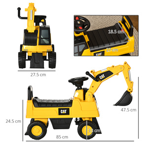 HOMCOM Jouet Bulldozer pour enfants de 1 à 3 ans avec pelle et conteneur, sans batterie, jaune - Product Image 3