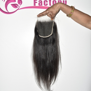 Cheveux humains vierges indiens non traités Moon Hair, closure HD lisse couleur noir, cuticules alignées, pour la vente en gros par Export - Product Image 4