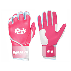 NOFA INDUSTRIES White Purple Batting Gloves Leather Padded <b>Hook</b> And Loop Closure Unisex Adult Training - Product Image 3