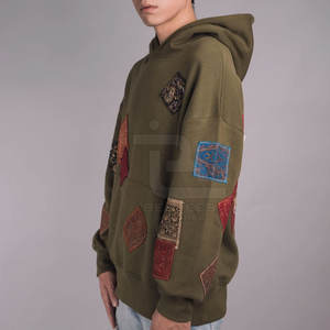 Diseña tu propio logotipo Superventas Hombres Cremallera Patchwork Sudadera con capucha Logotipo personalizado 100% Algodón Servicio OEM con colores y tamaños personalizados - Product Image 4