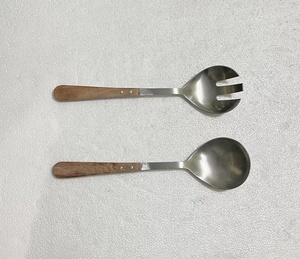 Customized Nautical Style <b>Salad</b> Server Spoon Handcrafted Acacia Wood Stainless Steel Kitchen <b>Tool</b> for Serving Home Kitchen Use - Product Image 2