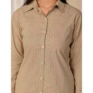 Conjunto de Dos Piezas de Algodón Estampado Barik Butti Verde Claro de Alta Calidad para Damas, Tallas XS y XXS, con Decoración de Botones - Product Image 2