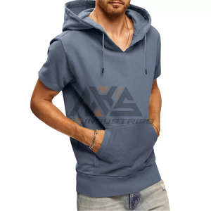 เสื้อยืดออกกำลังกายแขนสั้นมีฮู้ดของผู้ชายเสื้อยืดออกกำลังกายที่ทันสมัยสำหรับฝึกซ้อมฤดูร้อนและพักผ่อน - Product Image 2