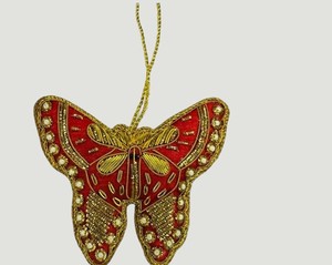 <b>Butterfly</b> Shape Zari Hanging Decorative <b>Ornament</b> for Christmas Wedding and Festive Decoration - Product Image 1