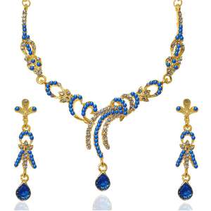 The99Jewel Parure de bijoux fine Collier plaqué or avec pierre bleue autrichienne 1103927 - Product Image 1