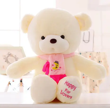 2024 Valentine Mega Size Weißer Teddybär Mit Schal Plüschtiere Kuscheltier Weiche Kinder Teddybär Spielzeug Für Freundin