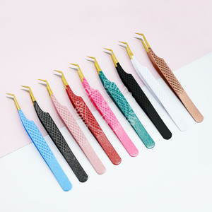 Pinzas de extensión de pestañas de volumen de etiqueta privada, pinzas de 45 grados, pinzas de pestañas de punta de fibra para aislamiento, pinzas aplicadoras de pestañas - Product Image 5