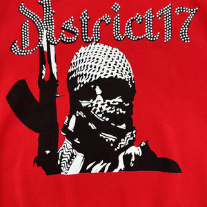 Sudadera con capucha personalizada con estampado de hojaldre French Terry Conjunto de Sudadera con capucha de gran tamaño Lavado ácido Vintage Streetwear Pullover con diamantes de imitación - Product Image 3