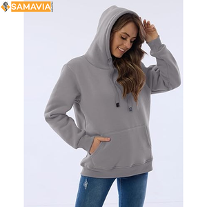 SAMAVIA Sweat à capuche d'hiver pour femme en tricot gaufré respirant, col montant, élégant, décontracté, confortable, tendance, prêt à expédier - Product Image 3