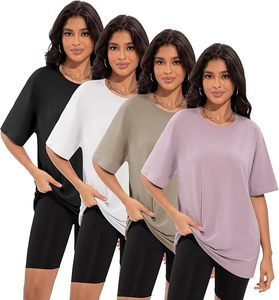 Camisetas de gran tamaño para mujer, camisetas holgadas de verano con cuello redondo, camisetas de entrenamiento, camisetas de talla grande - Product Image 1