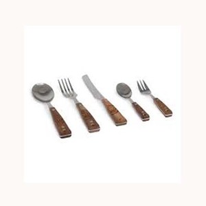 Vente en gros d'ensembles de couverts en acier inoxydable manche en bois plat argenté poli de l'Inde pour les mariages événements couverts pour hôtels - Product Image 1