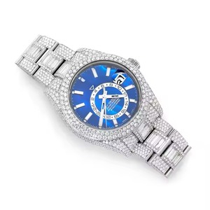 Alta calidad totalmente helado Bling Moissanite diamante reloj de lujo antiguo estilo de negocios nueva llegada banda de acero inoxidable - Product Image 2
